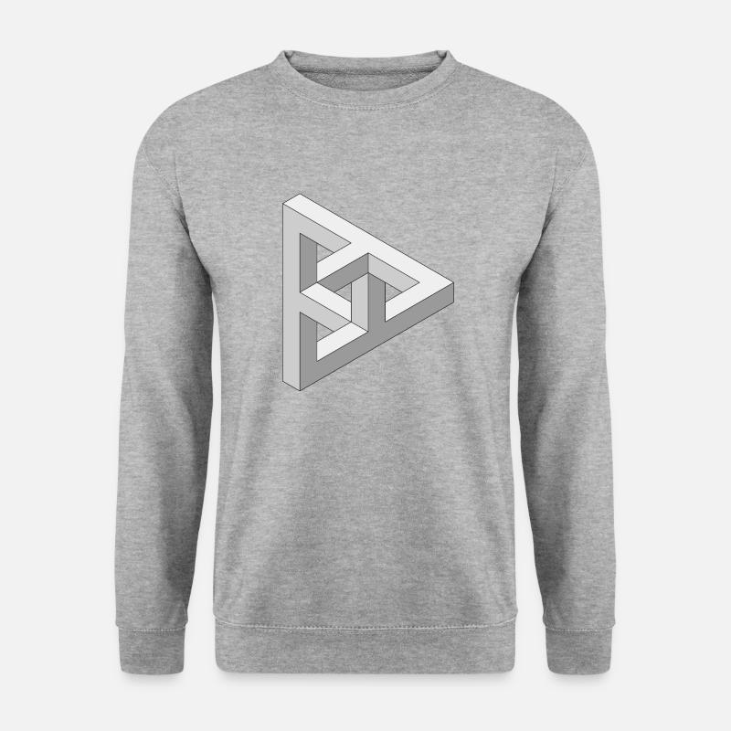 Unmögliche 3D Figur - Unisex Pullover - Weißgrau meliert