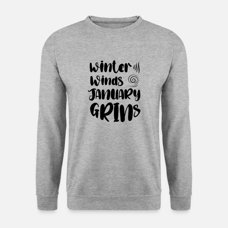 Winterwinde Januar Grinsen - Unisex Pullover - Weißgrau meliert