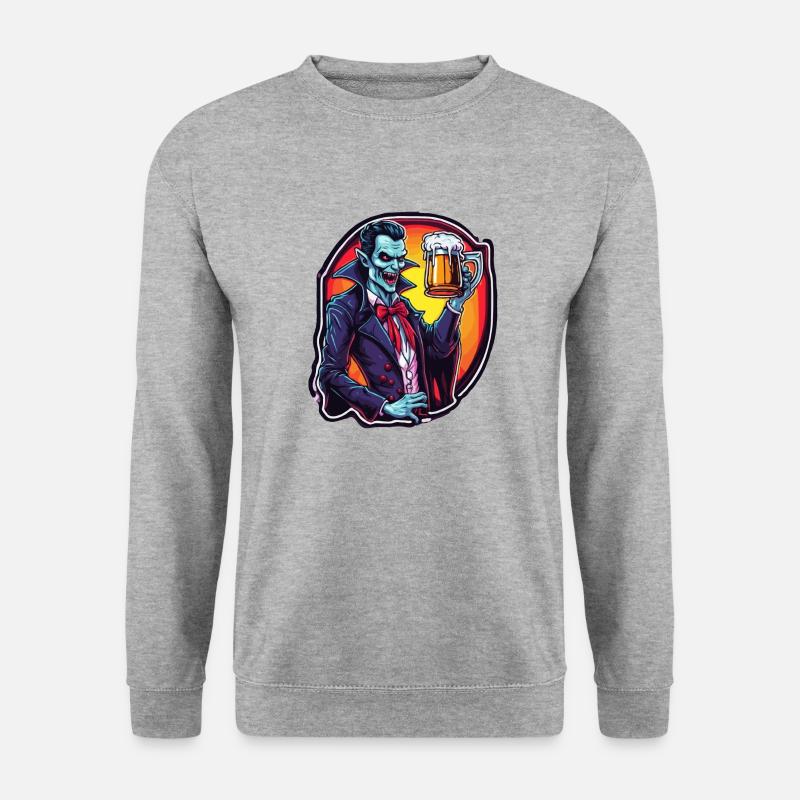 Vampir / Dracula / Blutsauger / Halloween / Mythos - Unisex Pullover - Weißgrau meliert