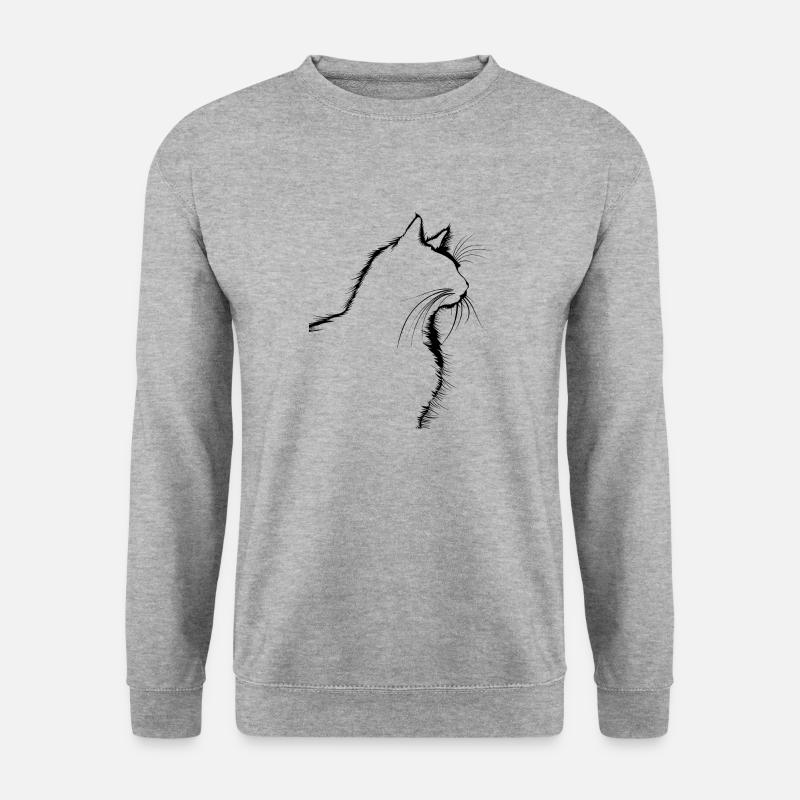 Katze, katzenmotiv - Unisex Pullover - Weißgrau meliert