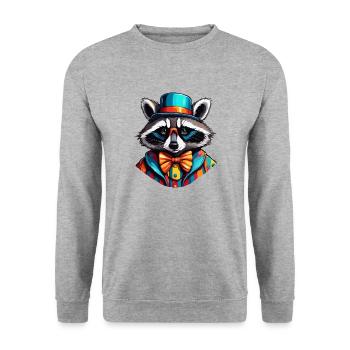 Clown Animal / Circus / Funny / Colorful / Raccoon - Unisex Sweatshirt - salt & pepper - Front - Alina (178cm) & Michal (187cm)