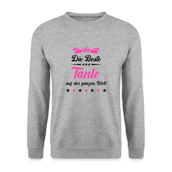 beste tante auf der welt - Unisex Pullover - Weißgrau meliert - Vorne - Alina (178cm) & Michal (187cm)