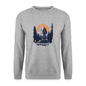 Matterhorn Trekking Wandern Zermatt Souvenir - Unisex Pullover - Weißgrau meliert - Vorne - Alina (178cm) & Michal (187cm)