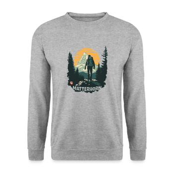 Matterhorn Zermatt Wandern Bergtour Souvenir - Unisex Pullover - Weißgrau meliert - Vorne - Alina (178cm) & Michal (187cm)