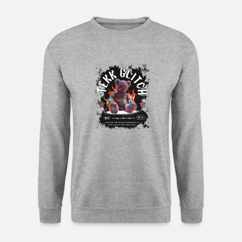 Tekk Glitch Teddy - Unisex Pullover - Weißgrau meliert