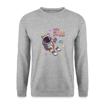 Take The Space You Need - Astronaut - Unisex Sweatshirt - salt & pepper - Front - Alina (178cm) & Michal (187cm)