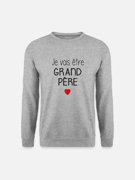 Ich werde Großvater - Herz - Unisex Pullover - Weißgrau meliert