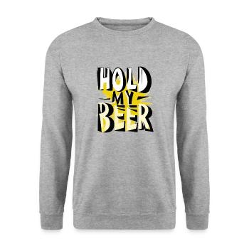 hold my beer - - Unisex Pullover - Weißgrau meliert - Vorne - Alina (178cm) & Michal (187cm)