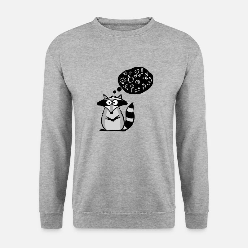 Nachdenklicher Waschbär - Unisex Pullover - Weißgrau meliert