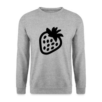 Erdbeere - Unisex Pullover - Weißgrau meliert - Vorne - Alina (178cm) & Michal (187cm)