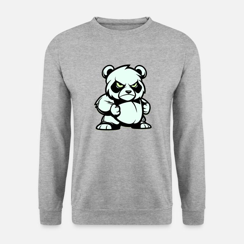 pandabär comic - Unisex Pullover - Weißgrau meliert