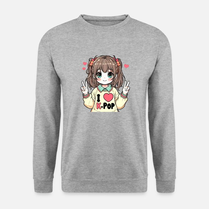 K-Pop: Ich liebe K-POP - Unisex Pullover - Weißgrau meliert