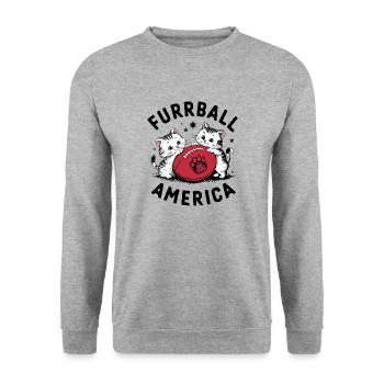 Furrball America Cute Cat American Football - Unisex Sweatshirt - salt & pepper - Front - Alina (178cm) & Michal (187cm)