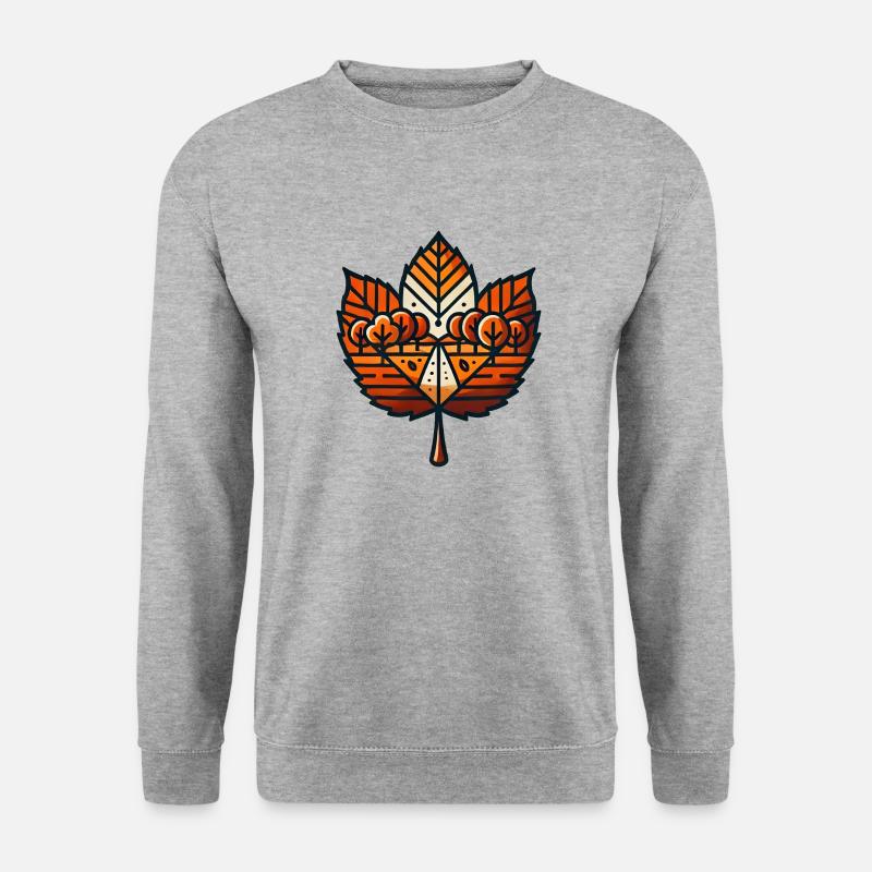 Blatt mit herbstlicher Landschaft - Unisex Pullover - Weißgrau meliert