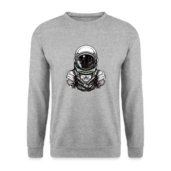 astronaut - Unisex Sweatshirt - salt & pepper - Front - Alina (178cm) & Michal (187cm)