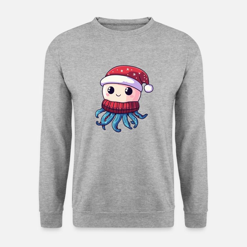 Qualle Weihnachten - Unisex Pullover - Weißgrau meliert