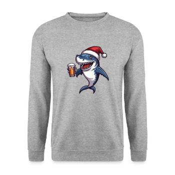 Hai Weihnachten Bier - Unisex Pullover - Weißgrau meliert - Vorne - Alina (178cm) & Michal (187cm)