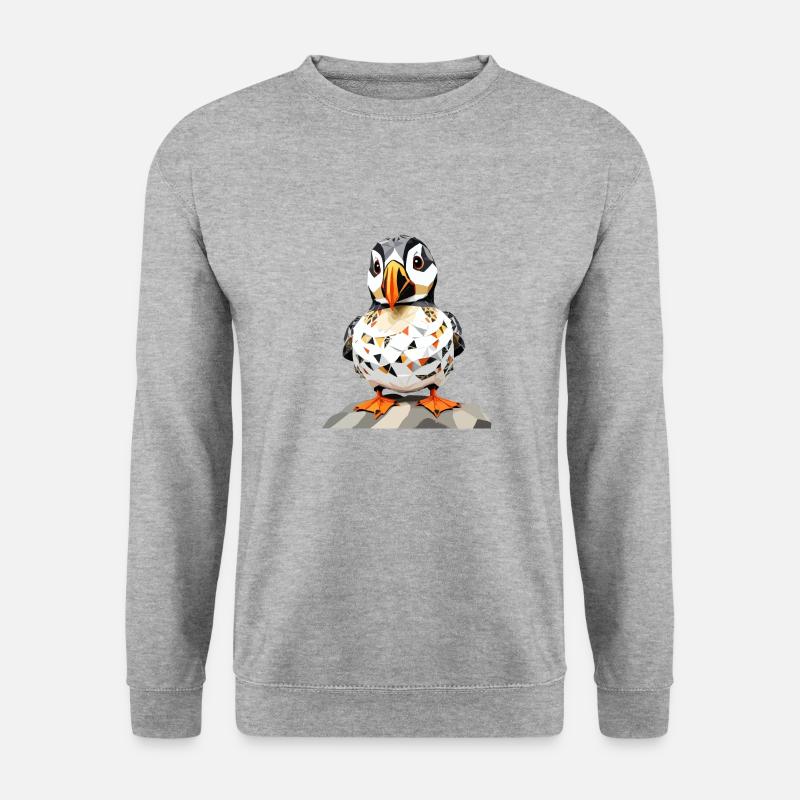 Papageientaucher Verspielt Entzückend Spaß Tier Bunt Niedlich - Unisex Pullover - Weißgrau meliert