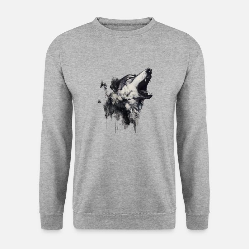 Die Wolfsangst, ein komplexes Phänomen - Unisex Pullover - Weißgrau meliert