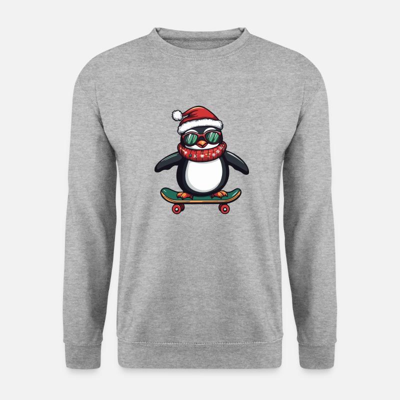 Pinguin Weihnachten Lustig - Unisex Pullover - Weißgrau meliert
