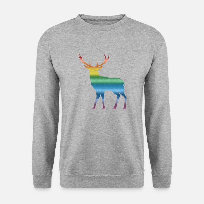 Hirsch - Unisex Pullover - Weißgrau meliert