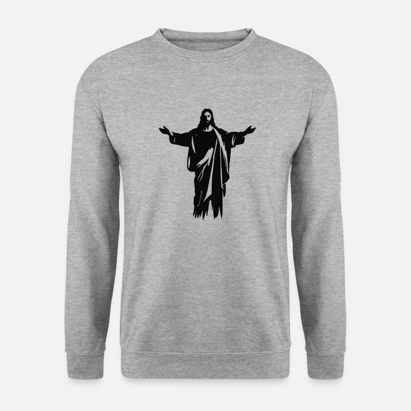 Jesus - Unisex Pullover - Weißgrau meliert