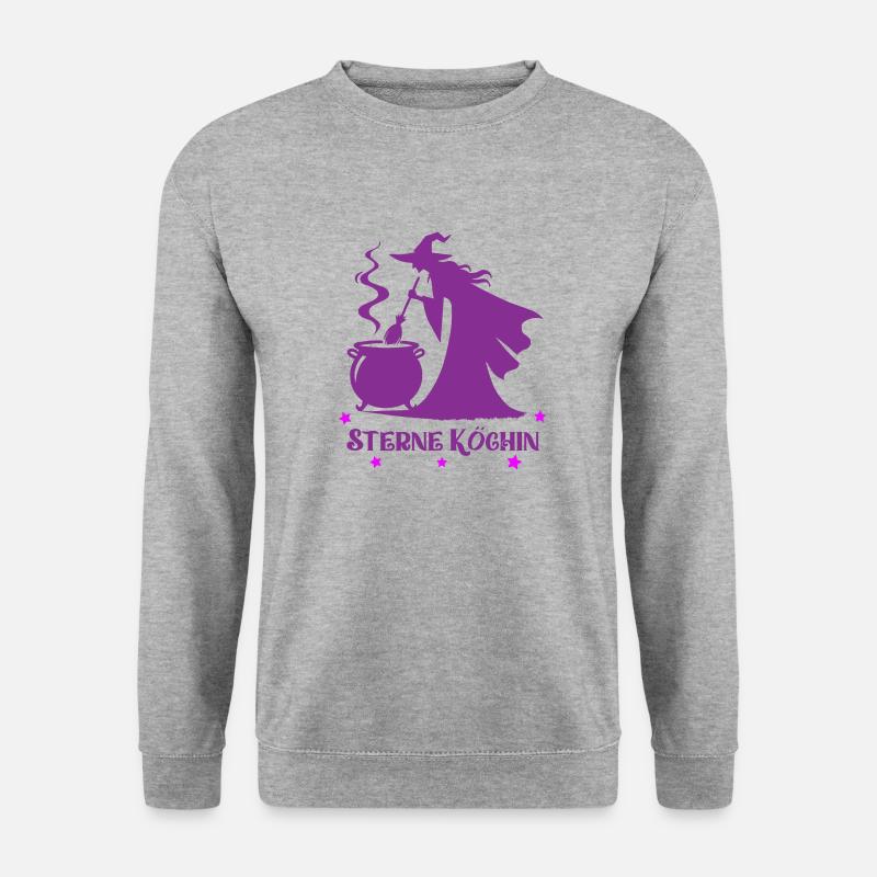 hexe kochtopf köchin - Unisex Pullover - Weißgrau meliert
