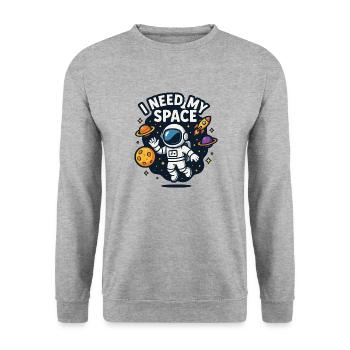 Astronaut "I need my space" - Unisex Pullover - Weißgrau meliert - Vorne - Alina (178cm) & Michal (187cm)