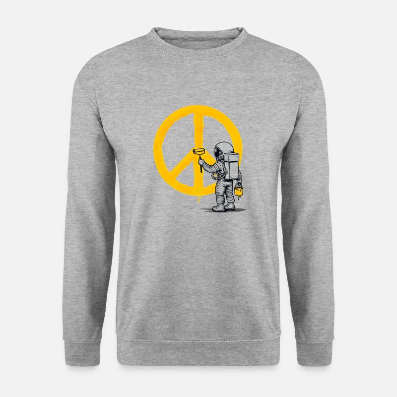 Pazifistischer Astronaut - Unisex Pullover - Weißgrau meliert