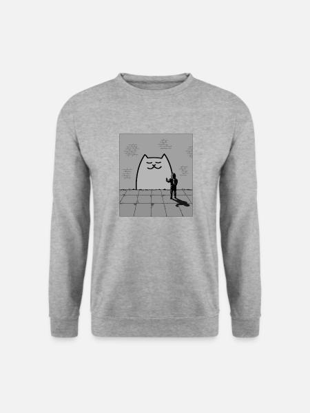 Schläfrige Katze - Unisex Pullover - Weißgrau meliert