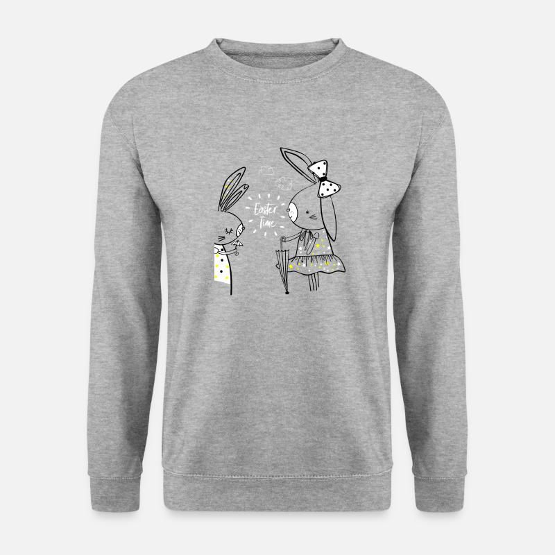 Two bunnys - Unisex Pullover - Weißgrau meliert
