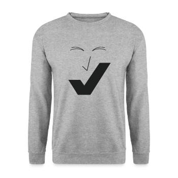 Feines Lächeln - Feines Gesicht C01. - Unisex Pullover - Weißgrau meliert - Vorne - Alina (178cm) & Michal (187cm)