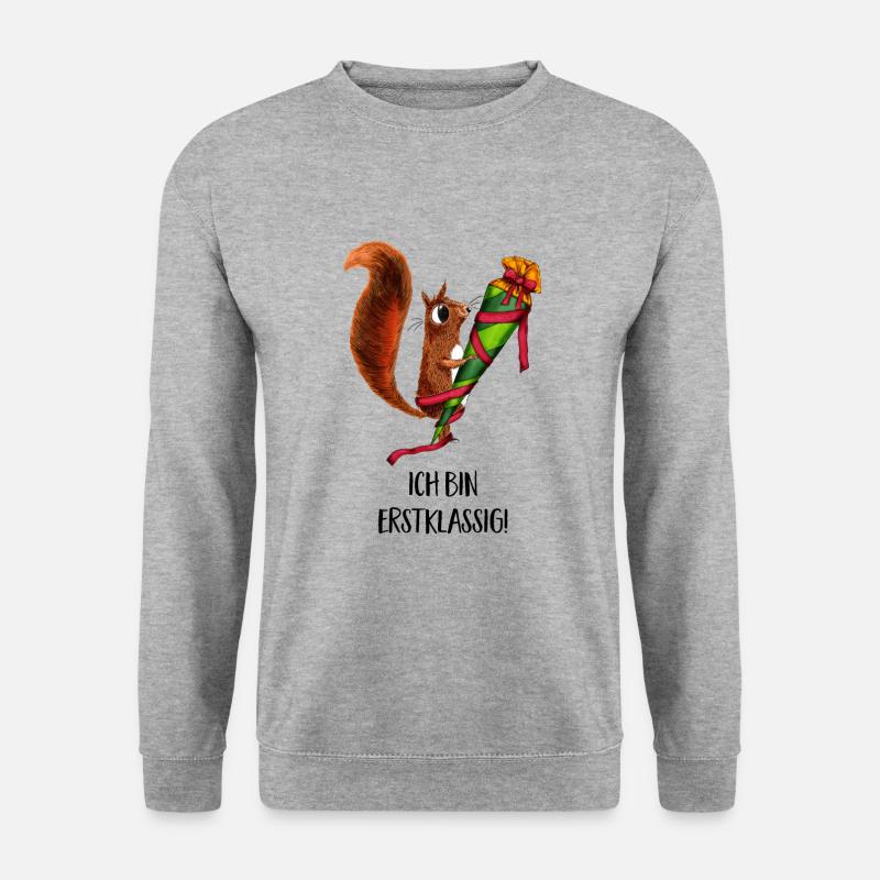 Das kleine Hörnchen ist erstklassig! - Unisex Pullover - Weißgrau meliert
