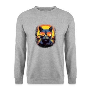 avocados statement big cat animal love - Unisex Pullover - Weißgrau meliert - Vorne - Alina (178cm) & Michal (187cm)