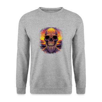 gift funny awesome respect the beard bearded men - Unisex Pullover - Weißgrau meliert - Vorne - Alina (178cm) & Michal (187cm)