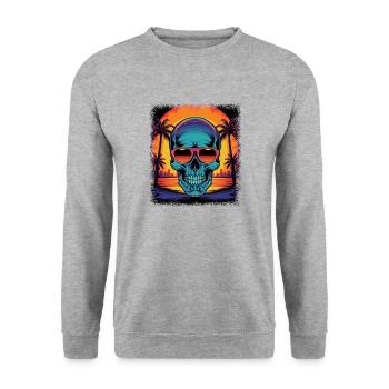 exoskeletal fuck you love skull gift geek - Unisex Pullover - Weißgrau meliert - Vorne - Alina (178cm) & Michal (187cm)