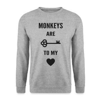 Monkeys are the key to my heart - Sweat-shirt Unisexe - gris chiné - Devant - Alina (178cm) & Michal (187cm)