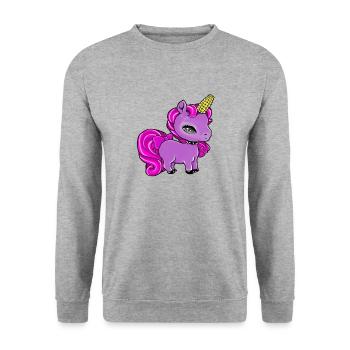 Uni (corn) - Unisex Sweatshirt - salt & pepper - Front - Alina (178cm) & Michal (187cm)