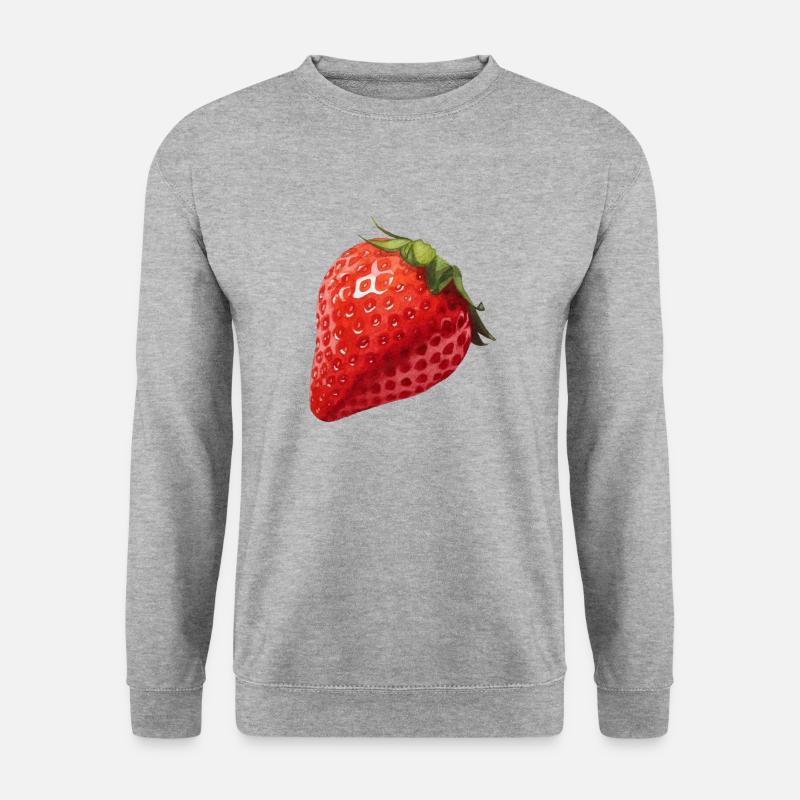 Saftige rote Erdbeere, Sommer, Erdbeere, Frühling, - Unisex Pullover - Weißgrau meliert