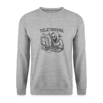 TÉLÉTRAVAIL - Sweat-shirt Unisexe - gris chiné - Devant - Alina (178cm) & Michal (187cm)