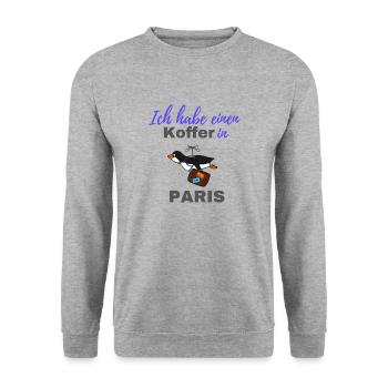 Paris..Ich habe einen Koffer in Paris - Unisex Pullover - Weißgrau meliert - Vorne - Alina (178cm) & Michal (187cm)