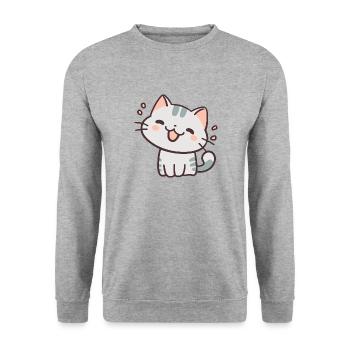 Chat mignon - Sweat-shirt Unisexe - gris chiné - Devant - Alina (178cm) & Michal (187cm)