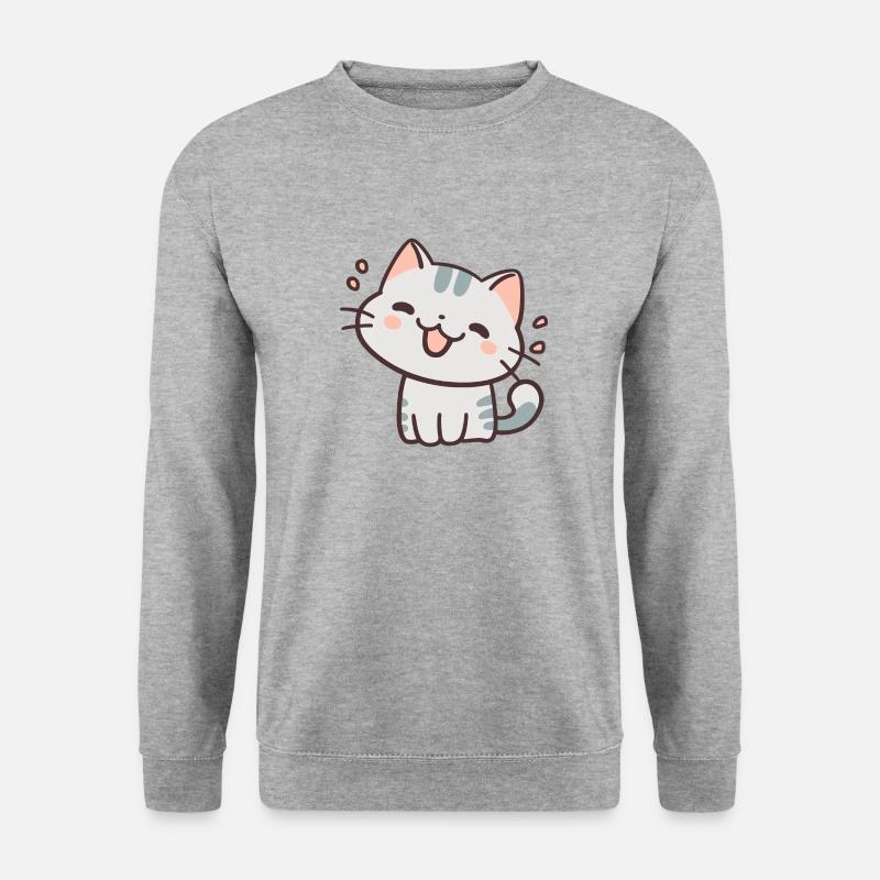 Süße Katze - Unisex Pullover - Weißgrau meliert