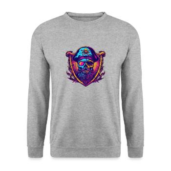 Pirate Skull - Unisex Sweatshirt - salt & pepper - Front - Alina (178cm) & Michal (187cm)