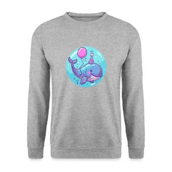 Whale Birthday Baby - Unisex Sweatshirt - salt & pepper - Front - Alina (178cm) & Michal (187cm)