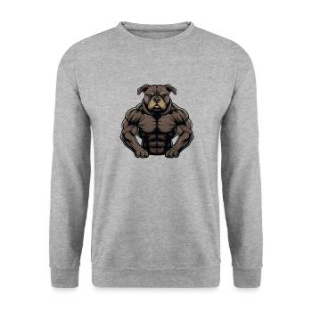 Staffordshire Bull Terrier Chien Muscles Fitness - Sweat-shirt Unisexe - gris chiné - Devant - Alina (178cm) & Michal (187cm)