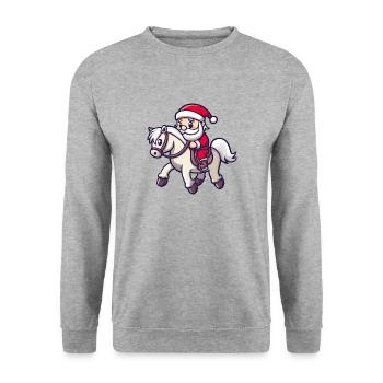 Cheval Père Noël - Sweat-shirt Unisexe - gris chiné - Devant - Alina (178cm) & Michal (187cm)
