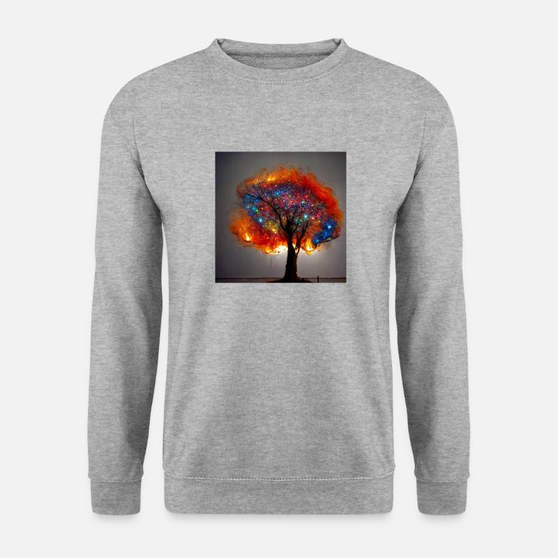 Leuchtender Baum - Unisex Pullover - Weißgrau meliert