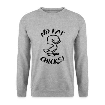 No Fat Chicks Lustige Sprüche - Unisex Pullover - Weißgrau meliert - Vorne - Alina (178cm) & Michal (187cm)