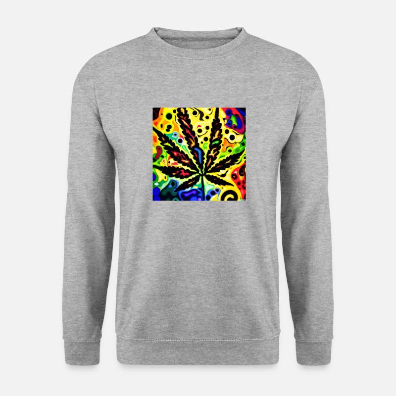 Psychedelic Cannabis - Unisex Pullover - Weißgrau meliert